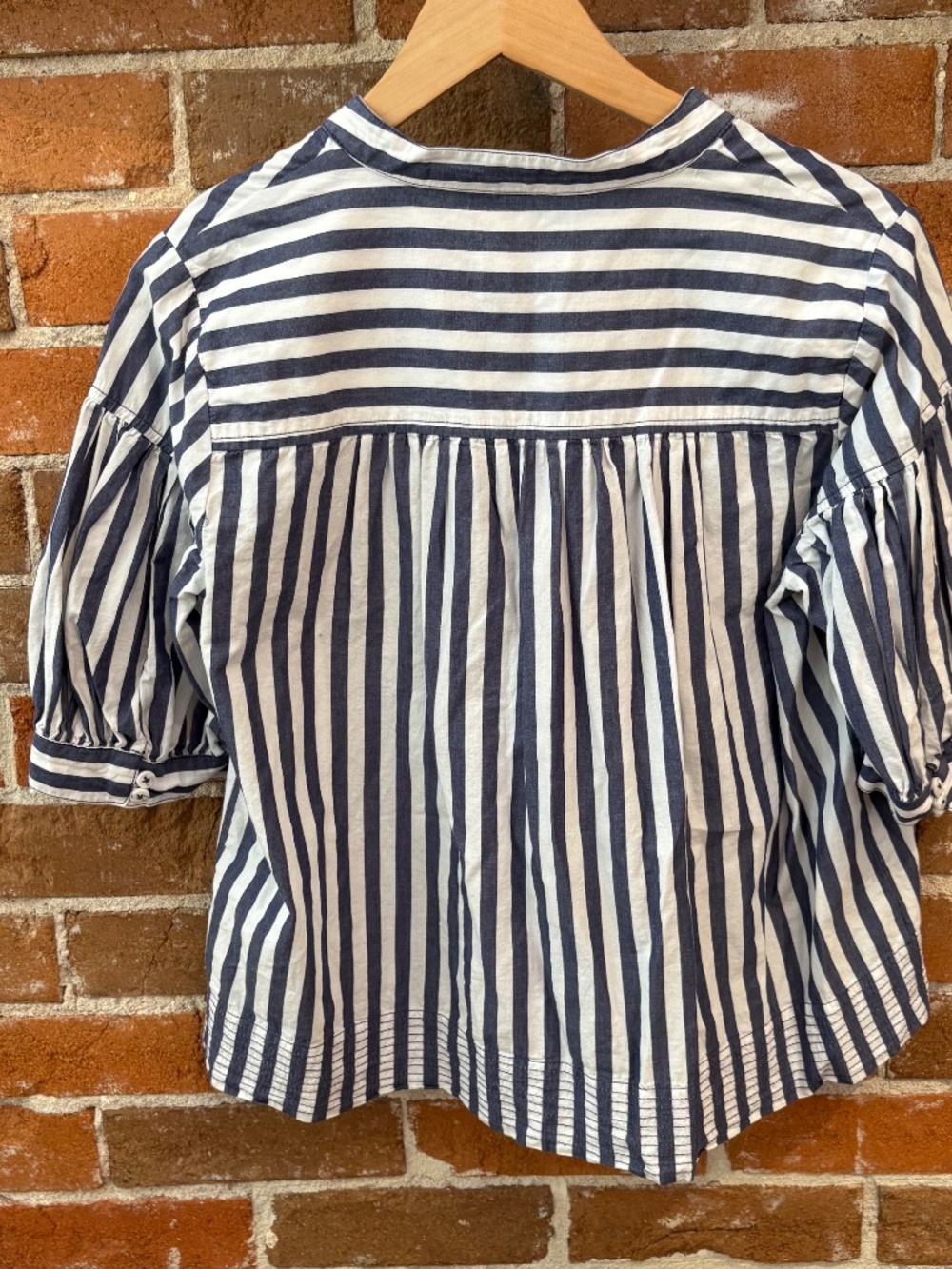 by Anthropologie Darcey Popover Striped Swing Top 100% Cotton Striped Top Size M - Picture 4 of 7